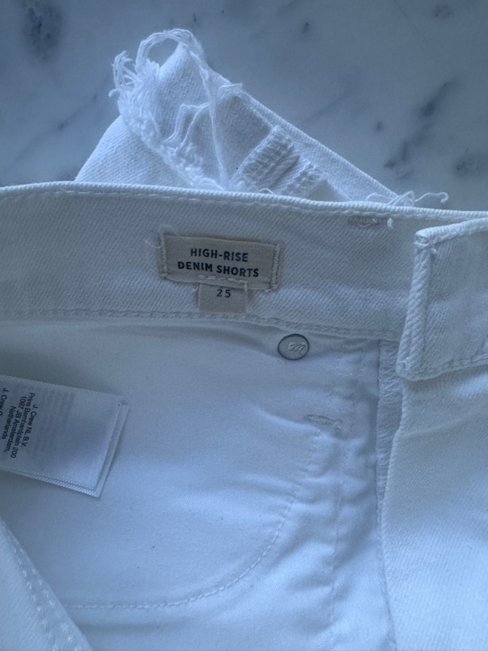 Madewell White High-Waist Frayed Denim Shorts